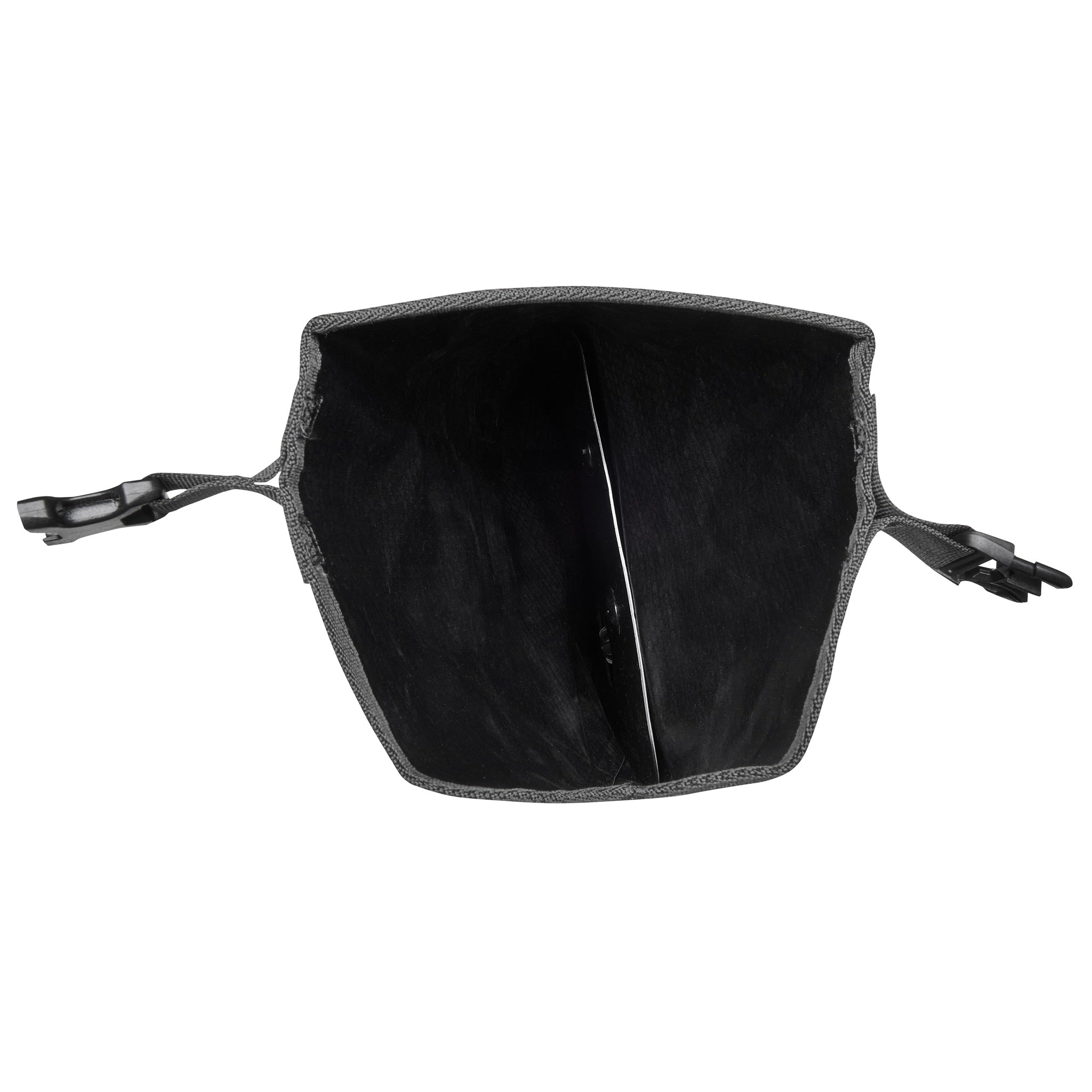 Innenansicht des ORTLIEB Handlebar-Pack Flex in black-matt mit verstärkter Struktur und wasserdichtem Gewebe