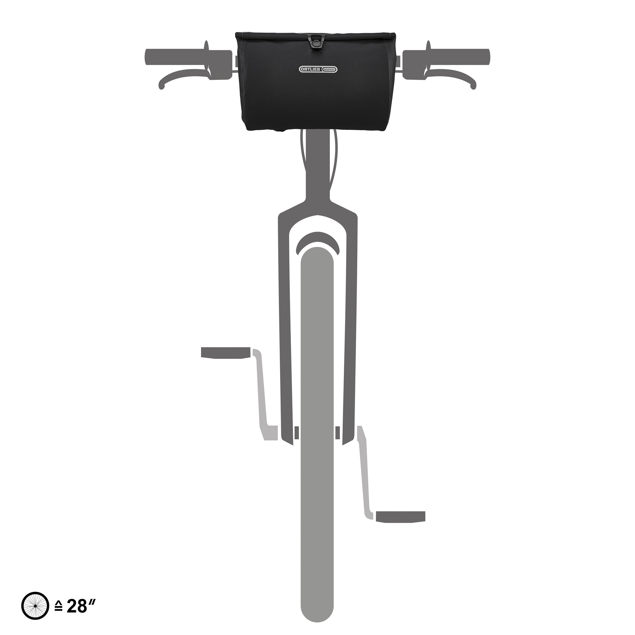 ORTLIEB Velo-Sling Flex in black am Fahrradlenker montiert mit Bar-Lock-System