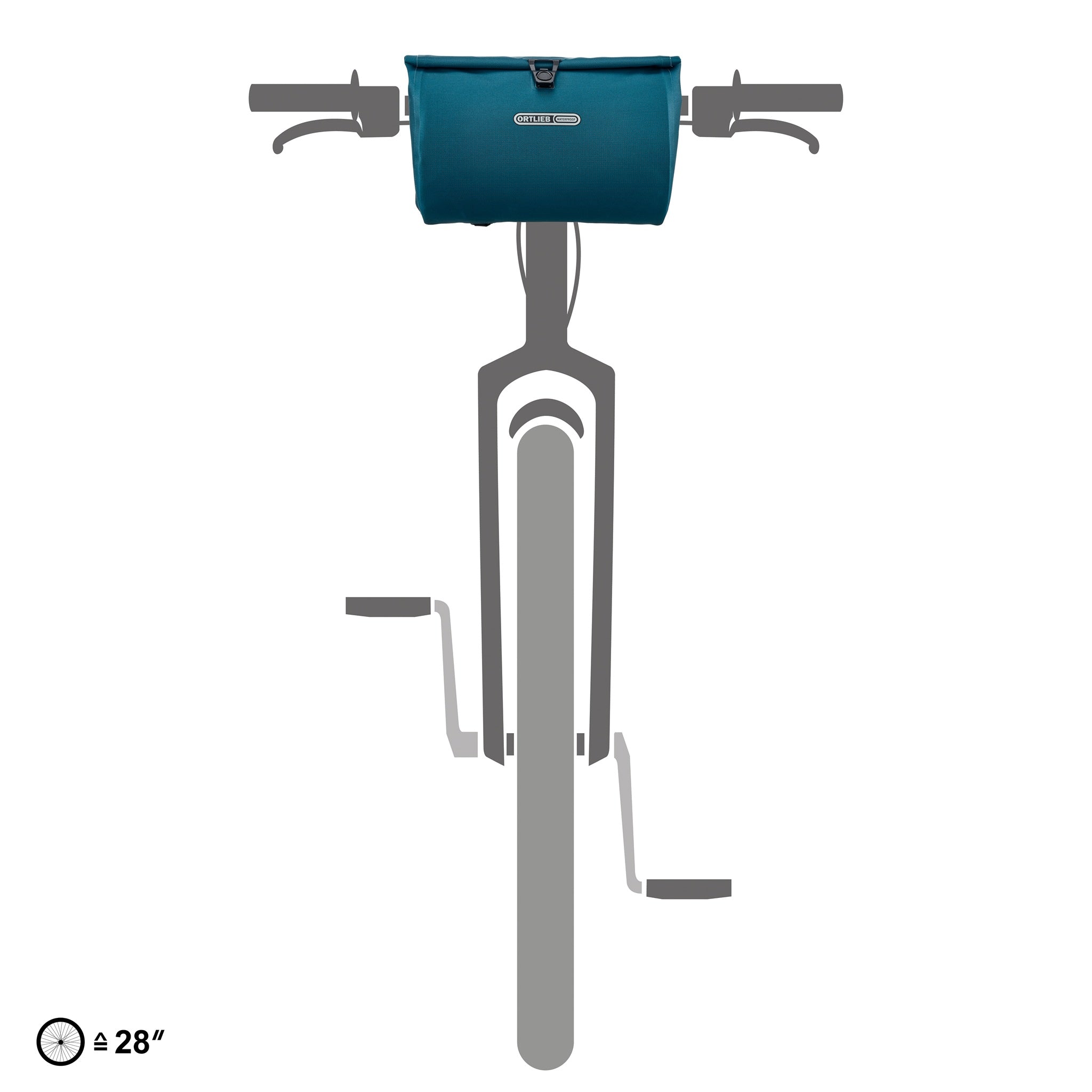 ORTLIEB Velo-Sling Flex in petrol am Fahrradlenker montiert mit Bar-Lock-System