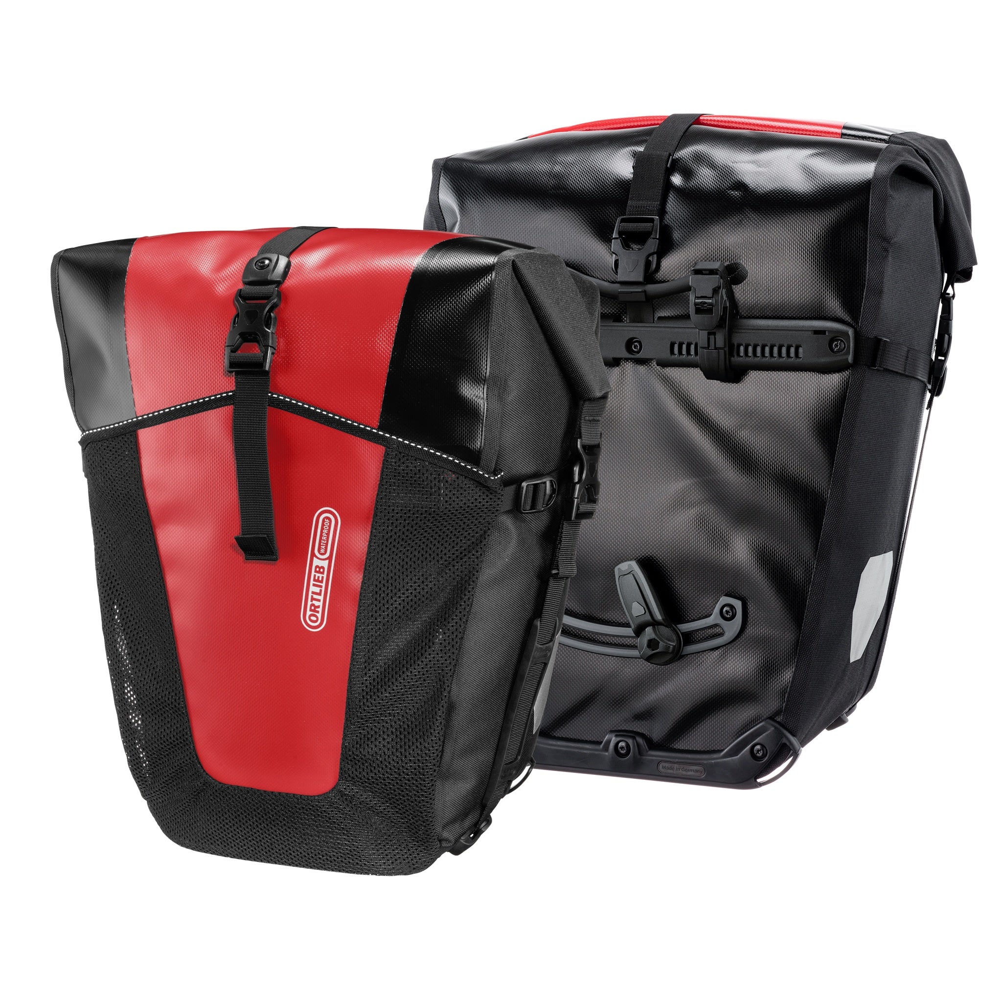 Set aus zwei ORTLIEB Back-Roller XL QL2.2 Fahrradtaschen in red-black mit Quick-Lock-System